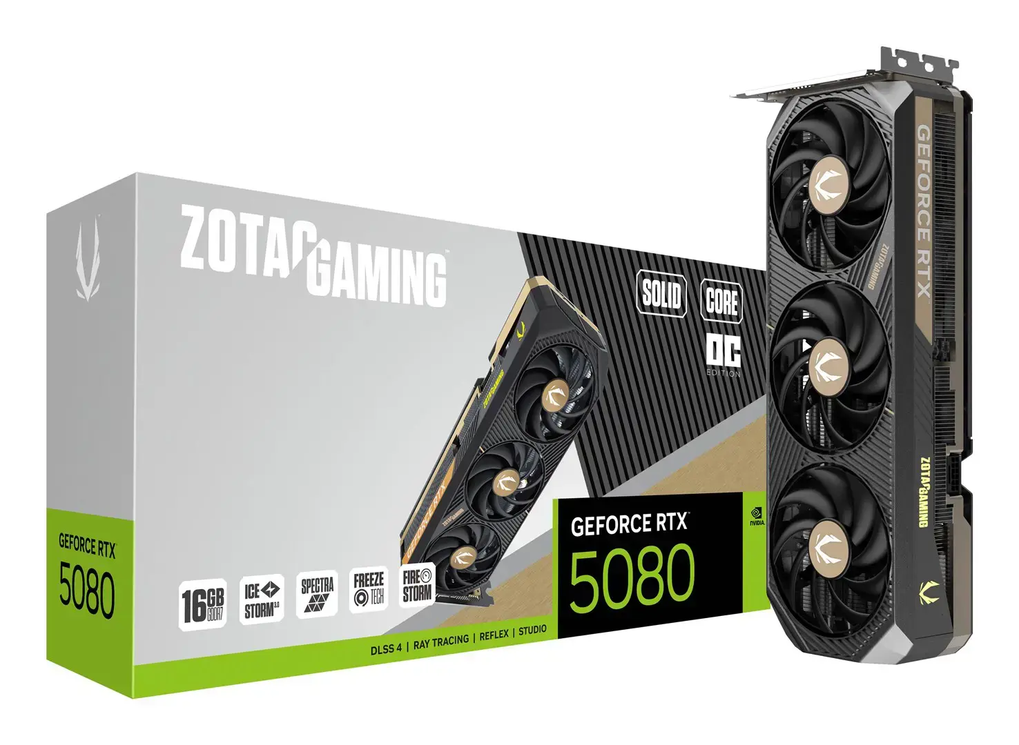 Vaizdo plokštė ZOTAC GeForce RTX 5080 16 GB, GDDR7, 256 bitai, ZT-B50800J2-10P