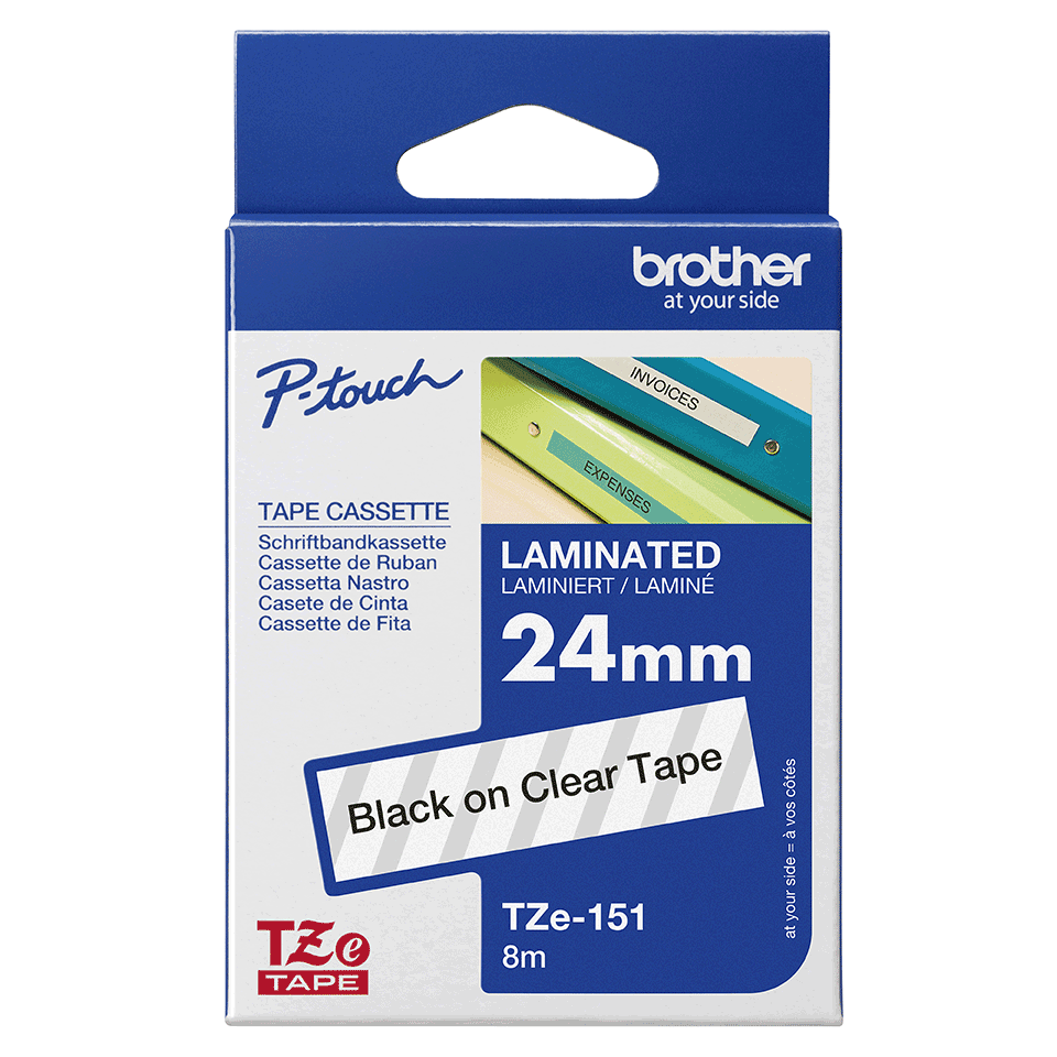Brother Labelling Tape 24mm, Black on transparent, TZe, Black, Thermal transfer, Philippines, 5 year(s)