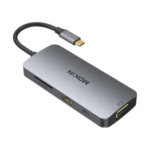 MOKiN 8in1 USB-C Adapter to 3x USB 3.0 + HDMI + USB-C + VGA + SD Card Reader + Micro SD Card Reader…