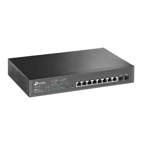"TP-Link JetStream" 10 prievadų Gigabit Smart PoE komutatorius su 8 prievadais PoE+, valdomas, L2/L2+, Gigabit Ethernet (10/100/1000), maitinimas per Ethernet (PoE), montuojamas į stovą, 1U
