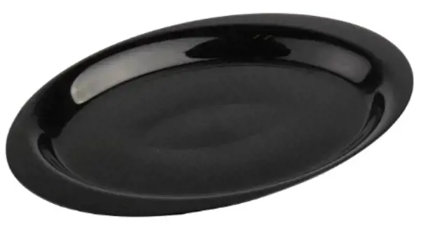 Vienkartinės lėkštės COCTAIL, PP, ovalios, juodos,  18,5 cm, 50 vnt.