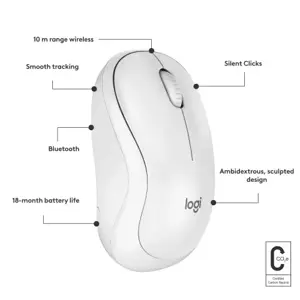 "Logitech M240", dvipusis, "Bluetooth", baltas