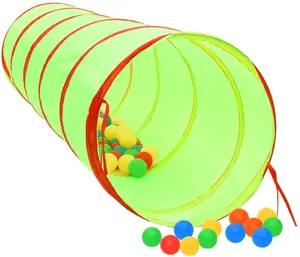 Žaidimų tunelis su 250 kamuoliukų, žalias, 175cm, poliesteris
