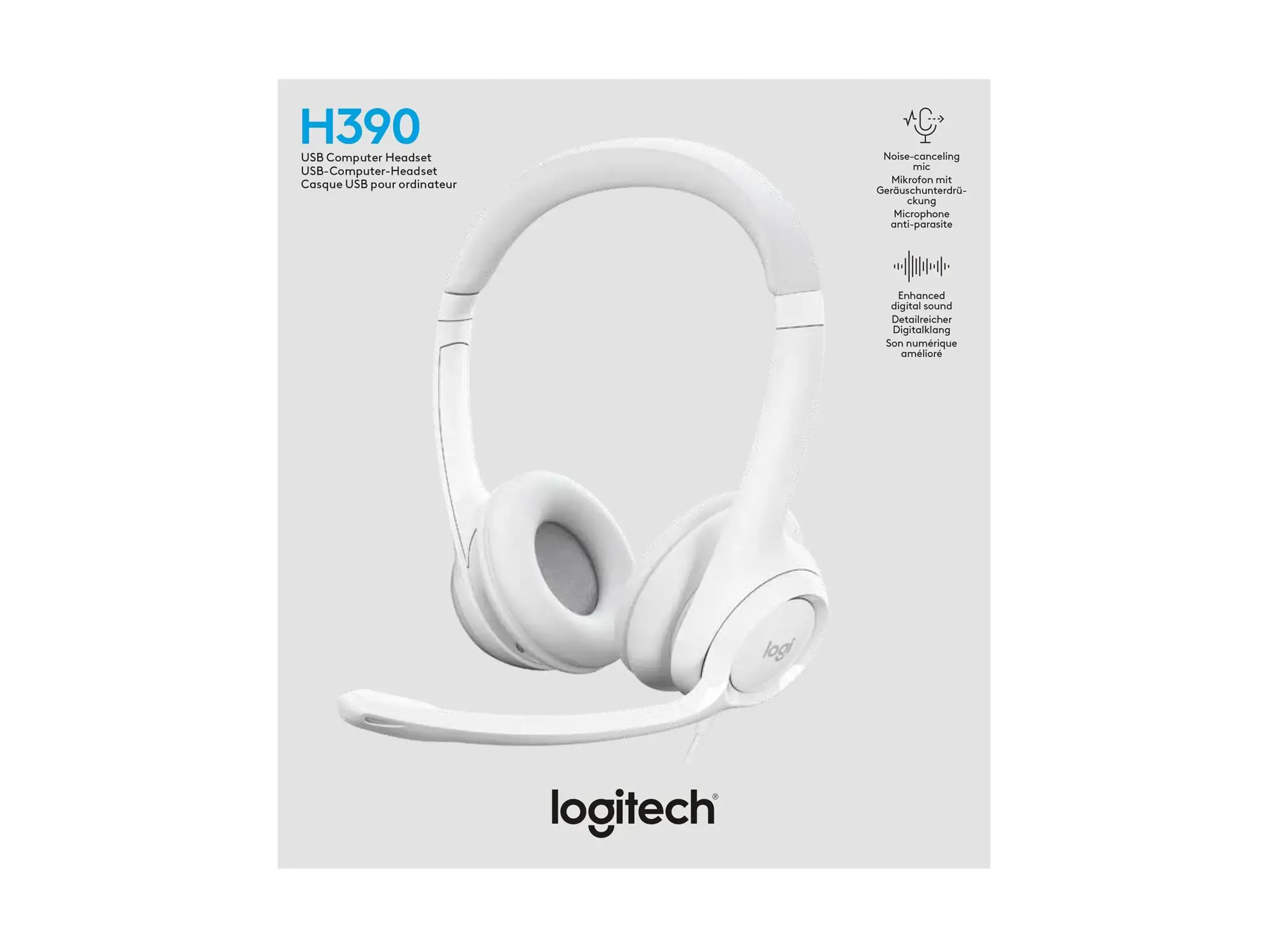 LOGITECH H390 laidinės ausinės - OFFWHITE - USB