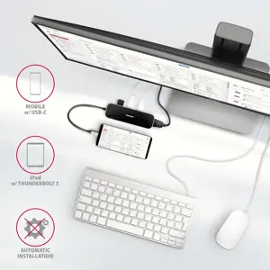 "Axagon" kelių prievadų USB 3.2 Gen 1 šakotuvas. HDMI, keturios USB-A išvestys ir "Power Delivery". Kabelinė USB-C 20 cm ilgio jungtis.