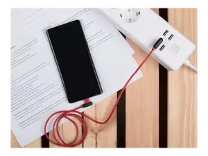 NATEC NKA-1201 Extreme Media kabelis USB Typ-C į USB (M), 1 m, pasuktas į kairę/dešinę, raudonos spalvos