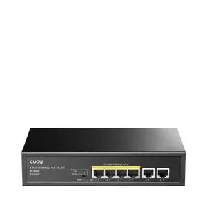 Cudy FS1006P tinklo komutatorius Fast Ethernet (10/100) Power over Ethernet (PoE) Juodas