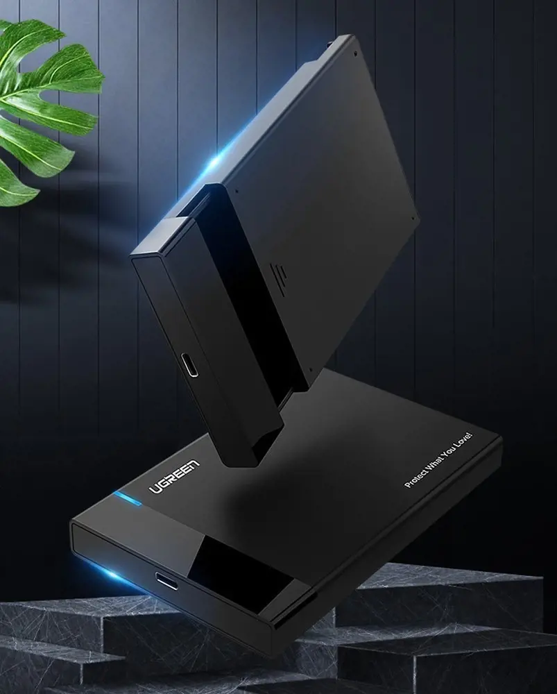 "Ugreen" 30848, HDD/SSD korpusas, 2,5", "Serial ATA", "Serial ATA II", "Serial ATA III", 5 Gb/s, USB jungtis, juodas