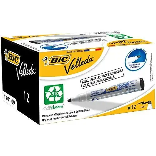 Bic Žymeklis baltai lentai Velleda 1701 1-5 mm, juodas, pakuotėje 12 vnt. 525824