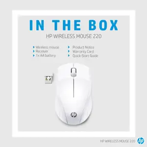 HP Wireless Mouse 220 (Snow White), Optical, RF Wireless, White