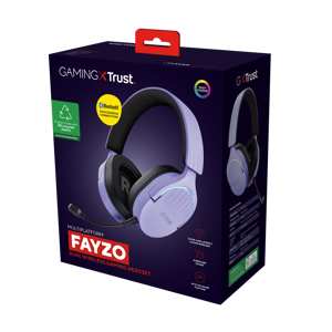 Trust GXT 491P FAYZO, Wired & Wireless, Gaming, 20 - 20000 Hz, 290 g, Headset, Black, Purple