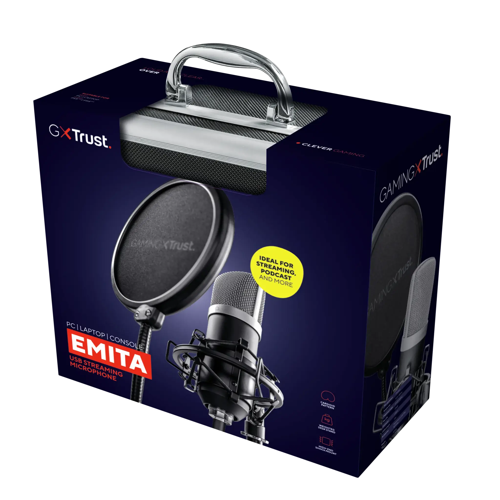 Trust 21753, Studijos mikrofonas, 20 - 20000 Hz, kardioidinis, laidinis, USB, juodas