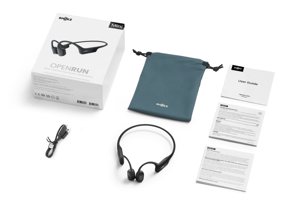 SHOKZ Openrun Mini, Wireless, Sports, 20 - 20000 Hz, 26 g, Headset, Black