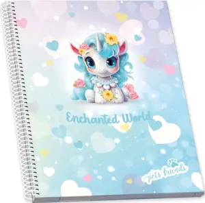 A4 Spiral Book 80sh Enchanted World Sq