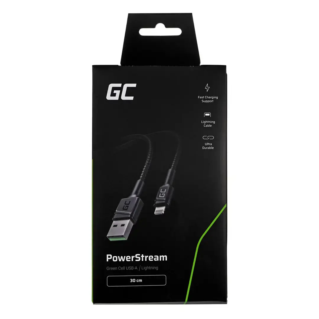 GREENCELL kabelis GC PowerStream USB-A - Lightning 30cm Apple 2.4A