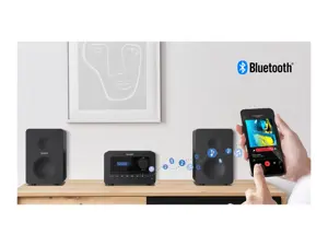 "Sharp TOKYO DAB+ HI-FI" mikrosistema, namų garso mikrosistema, juoda, 40 W, dvipusė, belaidė, DAB, FM