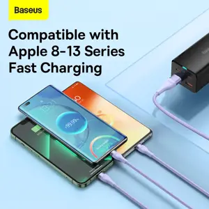 Baseus Flash Series II USB Type C | USB Type A cable - USB Type C | Lightning | micro USB 100 W 1.2 m purple (CASS030105)