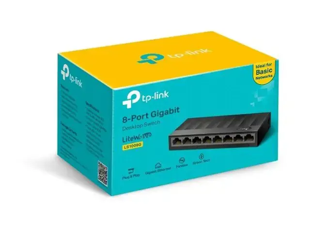 TP-LINK LiteWave 8 prievadų gigabitinis stalinis komutatorius 8 gigabitiniai RJ45 prievadai Stalinis plastikinis korpusas