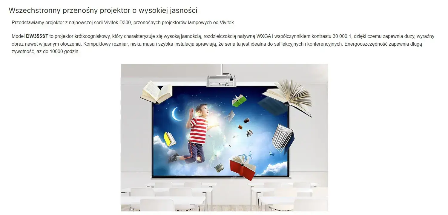Short throw projector Vivitek DW355ST