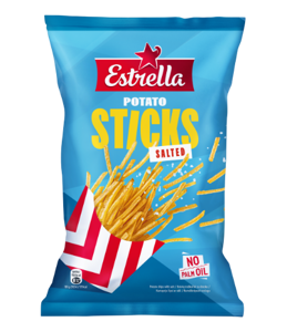 Bulvių traškučiai ESTRELLA STICKS su druska, 70g