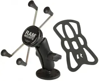 "RAM Mounts X-Grip" didelis telefono laikiklis su gręžtiniu pagrindu, mobilusis telefonas / išmanusis telefonas, aktyvus laikiklis, viduje, lauke, juodas
