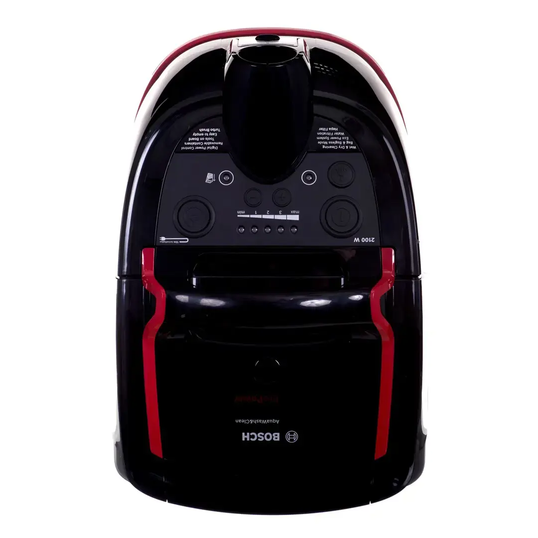 "Bosch Serie 4" BWD421POW, 2100 W, cilindrinis dulkių siurblys, sausas ir drėgnas, kombinuotas, HEPA, juodas, raudonas