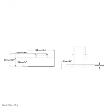"Neomounts by Newstar" multimedijos lentyna, Nešiojamųjų kompiuterių stovas, juoda, 1 kg, 600 mm, 195 mm, 625 mm