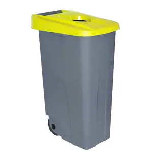 Šiukšlių dėžė su ratukais Denox 85 L 42 x 57 x 76 cm Geltona