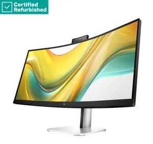 RENEW GOLD HP 534pm Series 5 Pro Curved Conferencing Monitor - 34" 3440x1440 WQHD 400-nit 100Hz AG, Curved, VA, USB-C(100W)/USB-C(15W)/HDMI/DisplayPort, 3x USB-A, speakers, 5MP webcam, RJ-45 LAN, height adjustable/tilt/swivel, 1 years