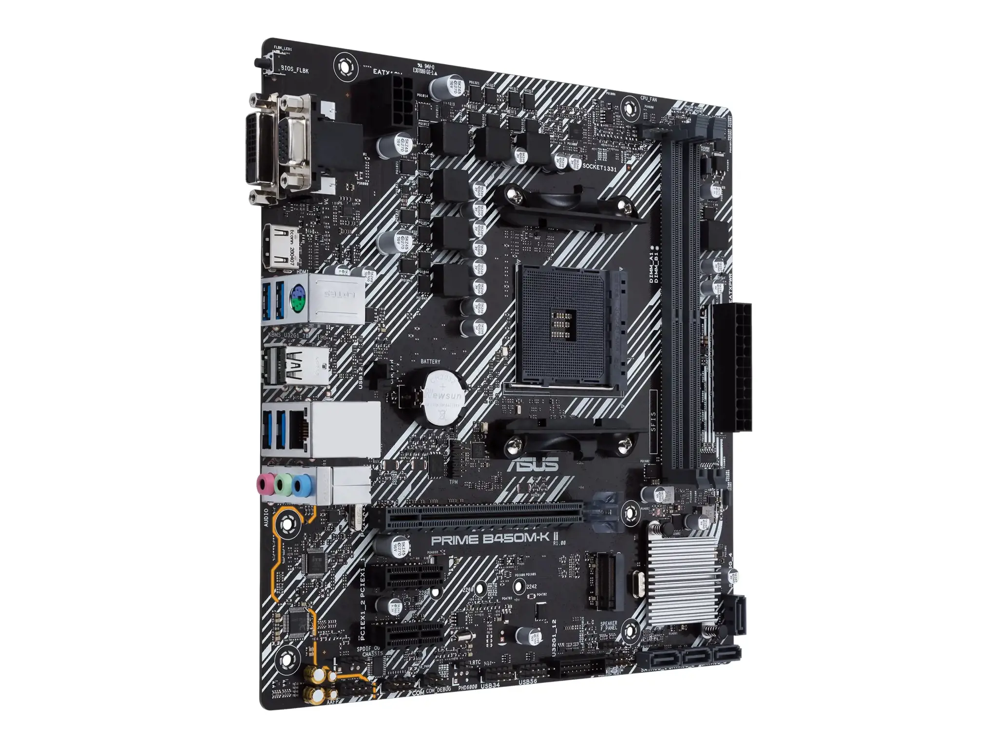 ASUS Prime B450M-K II, AMD, Socket AM4, AMD Ryzen™ 3, 2-osios kartos AMD Ryzen™ 3, AMD Ryzen™ 5, 2-osios kartos AMD Ryzen™ 5, AMD..., DDR4-SDRAM, 64 GB, DIMM