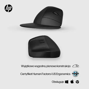 HP 920 ergonomiška belaidė pelė, dešinioji ranka, vertikali konstrukcija, "Bluetooth" + A tipo USB, 4000 DPI, juoda