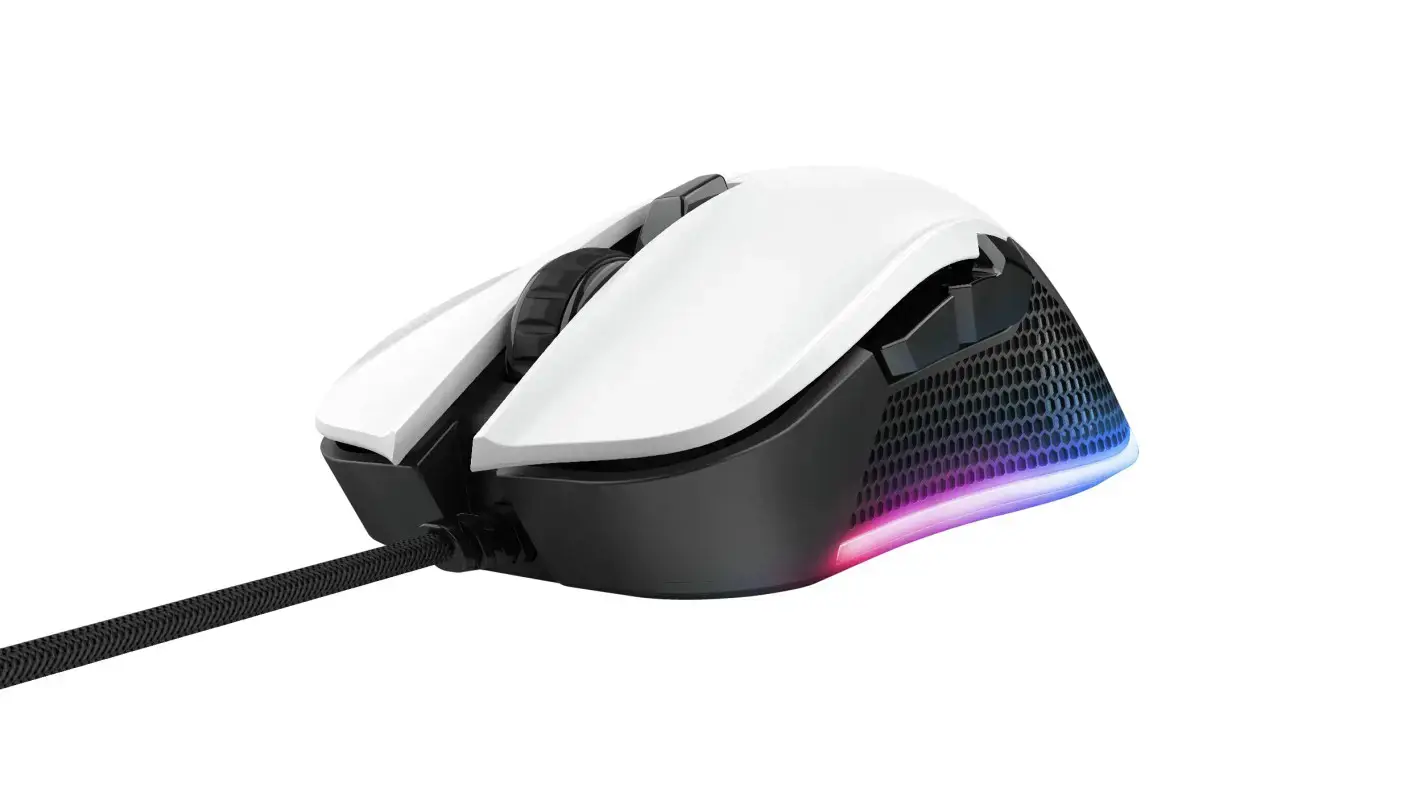 "Trust GXT 922W YBAR", dešinysis, optinis, A tipo USB, 7200 DPI, juodas, baltas