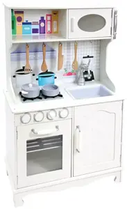 Balta medinė virtuvėlė su priedais