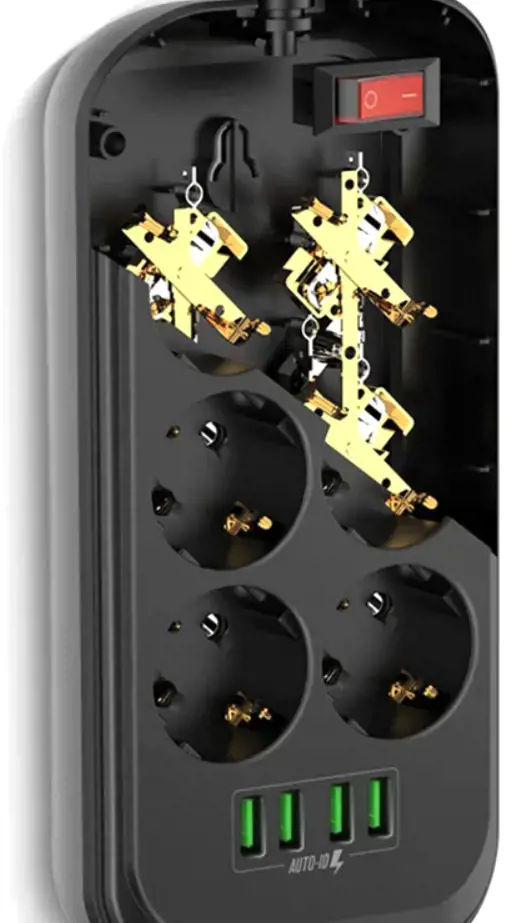 "ColorWay" maitinimo lizdas CW-CHE64B Juodas, 4xUSB, 2 m, 250 V, 6 euro lizdai, 17 W