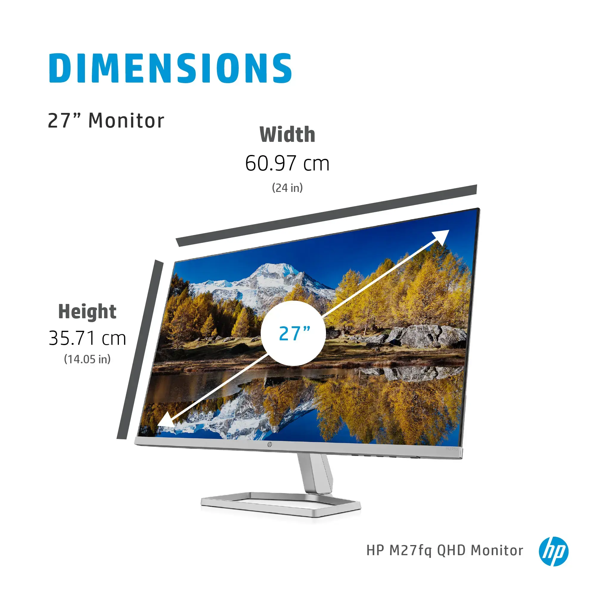 Monitorius HP M27fq, 68.6 cm (27"), 2560 x 1440 pixels, Quad HD, LED, 5 ms, Silver