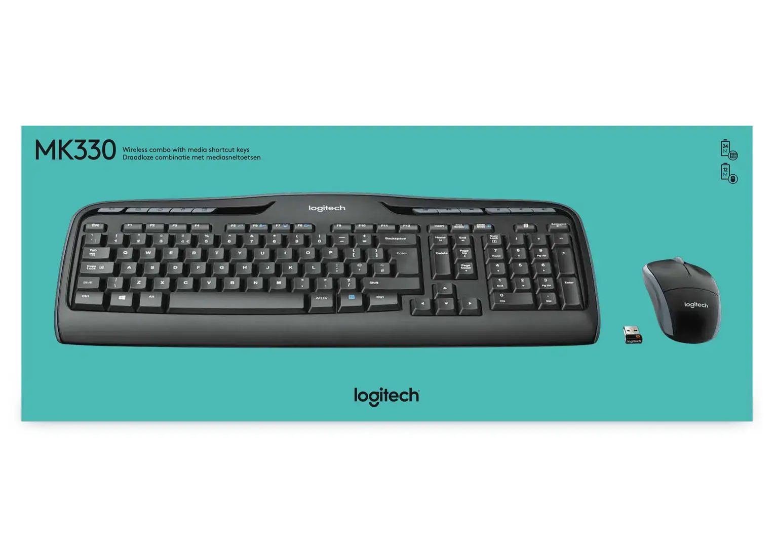 LOGITECH belaidis kombainas MK330 - JAV tarptautinis - 2,4 GHz - NSEA - CR