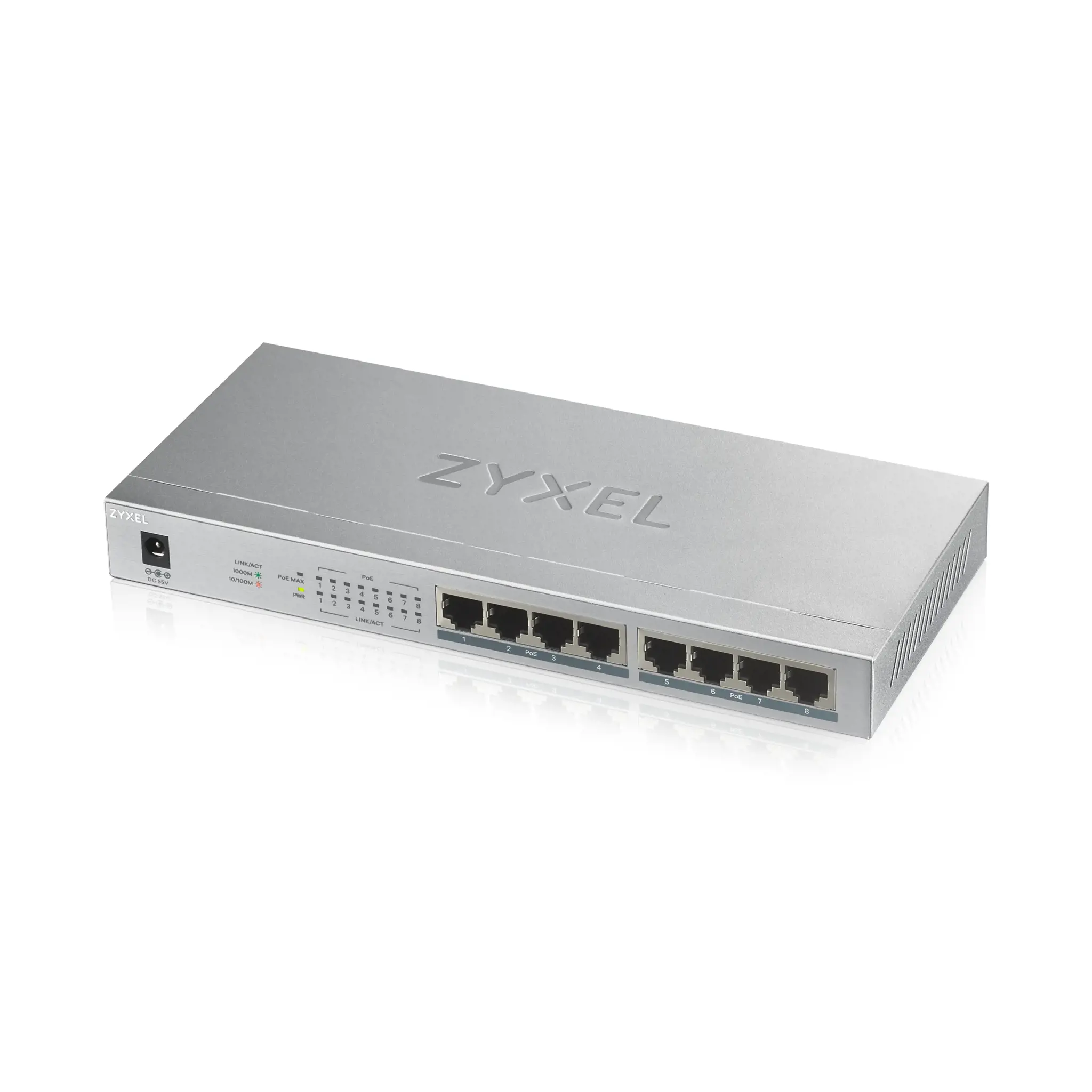 Zyxel GS1008HP, nevaldomas, Gigabit Ethernet (10/100/1000), maitinimas per Ethernet (PoE)