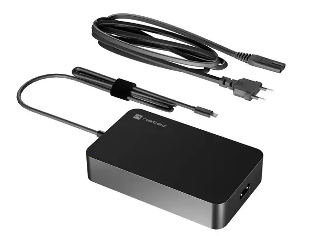 NATEC nešiojamųjų kompiuterių įkroviklis Grayling USB-C 90W, skirtas nešiojamiesiems kompiuteriams, planšetiniams kompiuteriams, telefonams