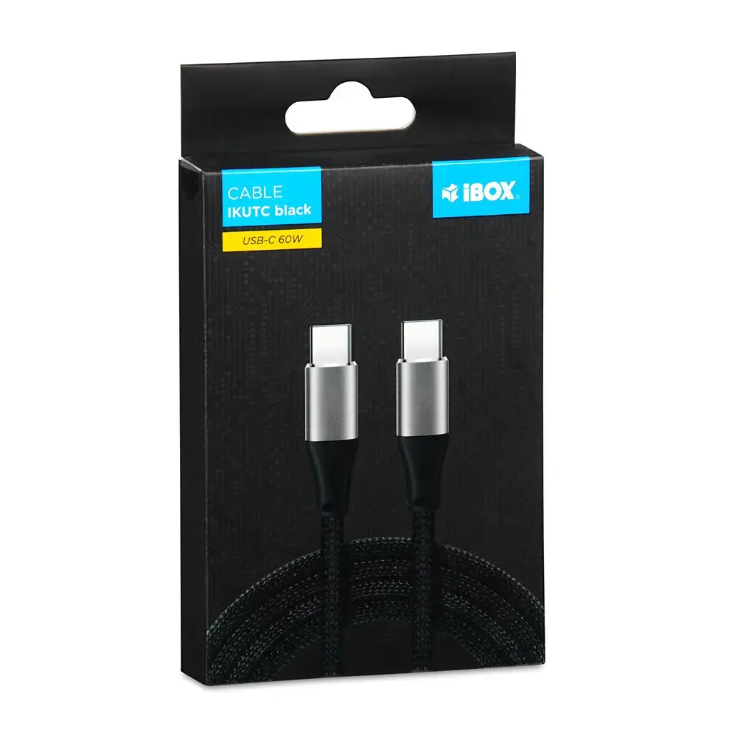 "I-BOX" USB TYPE-C 60W 2M PD/QC KABELIS JUODAS
