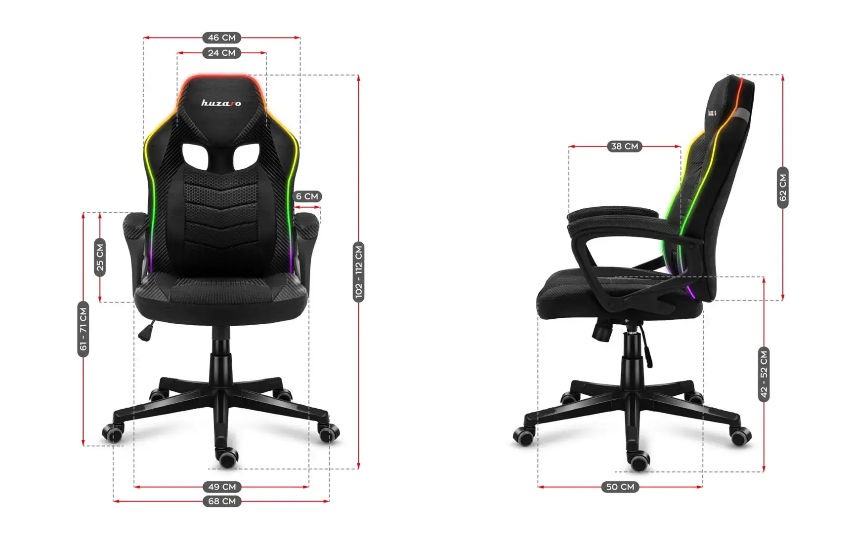 "HUZARO FORCE 2.5 RGB MESH" ŽAIDIMŲ KĖDĖ