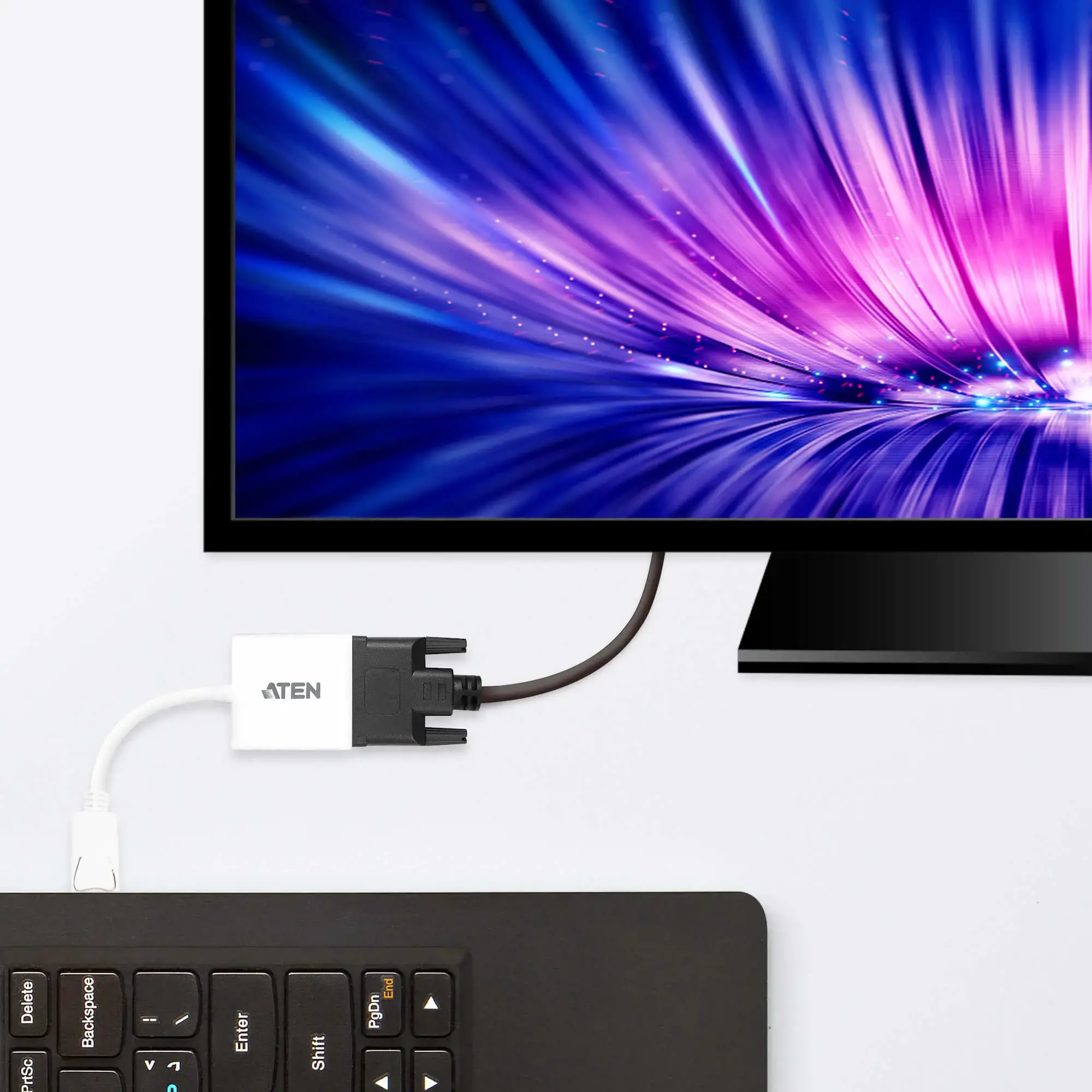 ATEN DisplayPort-DVI keitiklis, kompiuteris: Iki UXGA / HDTV: iki 1080i, 1080p, DisplayPort, DVI-I, vyriškas, vyriškas, tiesus, tiesus, tiesus