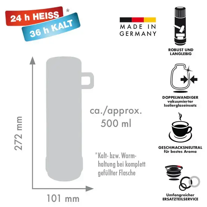 ROTPUNKT Glass thermos, capacity 0.250 l, olive (green)