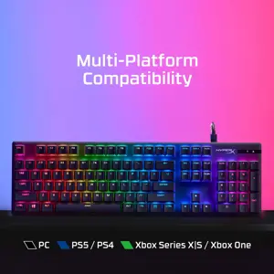"HyperX Alloy Origins PBT HX Blue" - mechaninė žaidimų klaviatūra, pilno dydžio (100 %), USB, mechaninė, QWERTY, RGB LED, juoda