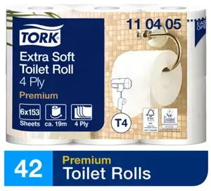 Tualetinis popierius TORK Premium Extra Soft Conventional T4, 4 sl., 9.7cmx19.1m, 110405, 6 vnt./pa…