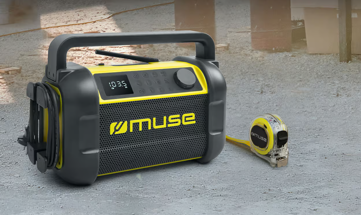 "Muse M-928 BTY" darbo vietos radijo garsiakalbis, juoda/geltona