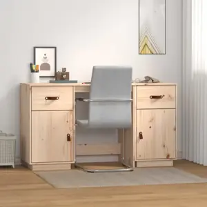 Rašomasis stalas su spintelėmis, 135x50x75cm, pušies masyvas