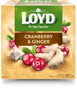 Žolelių ir vaisių arbata LOYD, spanguolių ir imbierų skonio, 20 x 2g