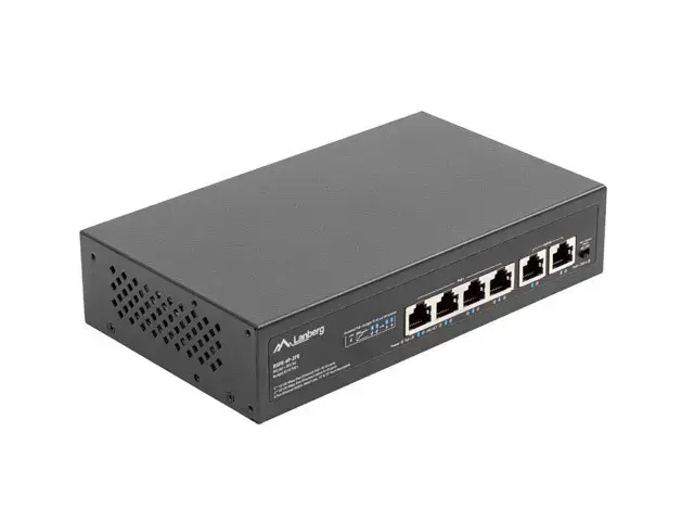 LANBERG komutatorius PoE 19 colių 6 prievadų 100MB 4 prievadai PoE 30W/prievadui maks. 60W DSP3-0105-60W nevaldomas