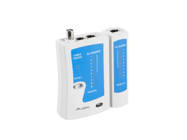 LANBERG NT-0401 Lanberg kabelių testeris RJ-45, RJ-11, RJ-12, koaksialiniams kabeliams NT-0401