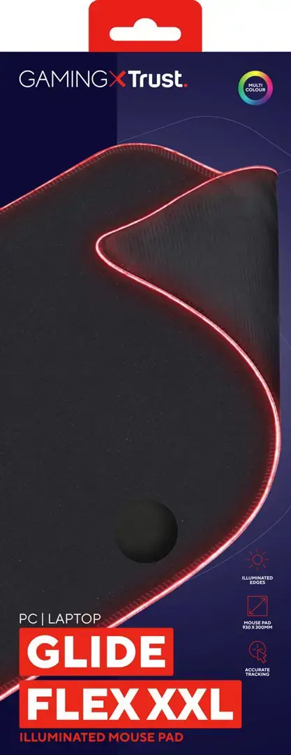 "Trust GXT 764 Glide-Flex XXL", Juodas, vienspalvis, Poliesteris, Guma, Multi, Neslystantis pagrindas, Žaidimų pelės kilimėlis